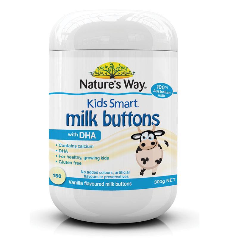 Nature's Way Kids Smart Milk Buttons with DHA Vanilla 150 Chewable Buttons
